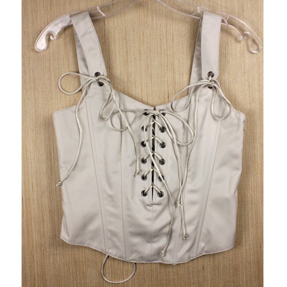 Dolls Kill House of Widow Ivory Corset Top Womens M Gothic Coquette Lace Up